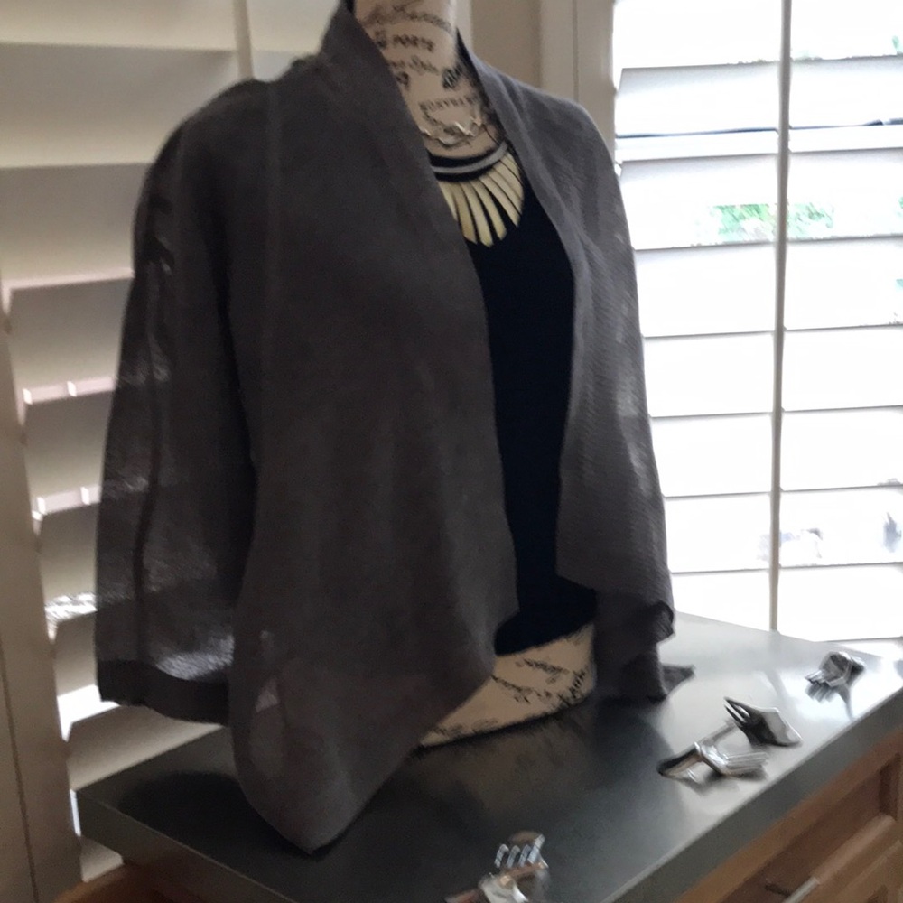 Gray Open-Front Women's Sweater Cardigan